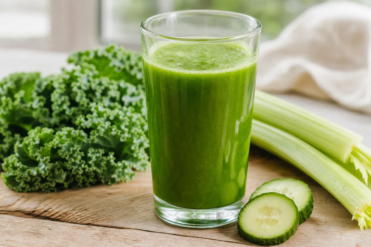 Close-up of green & vegetable juices