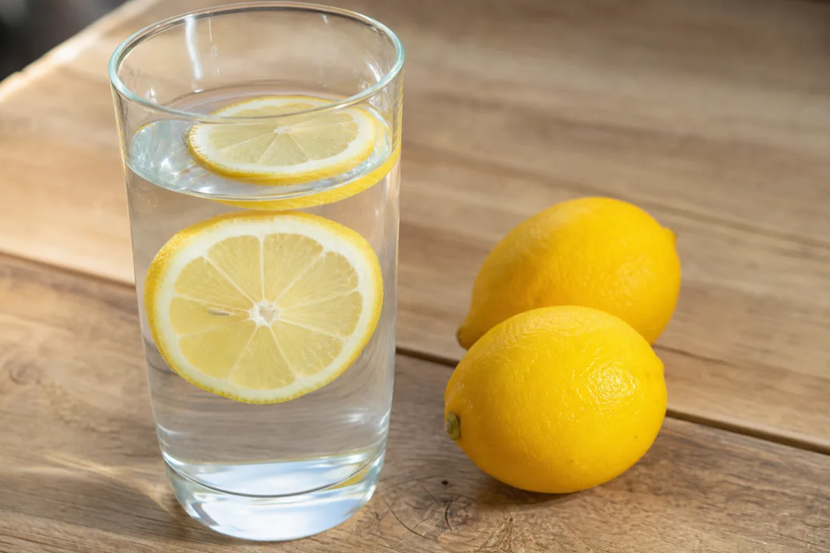Close-up of lemon water & infused water
