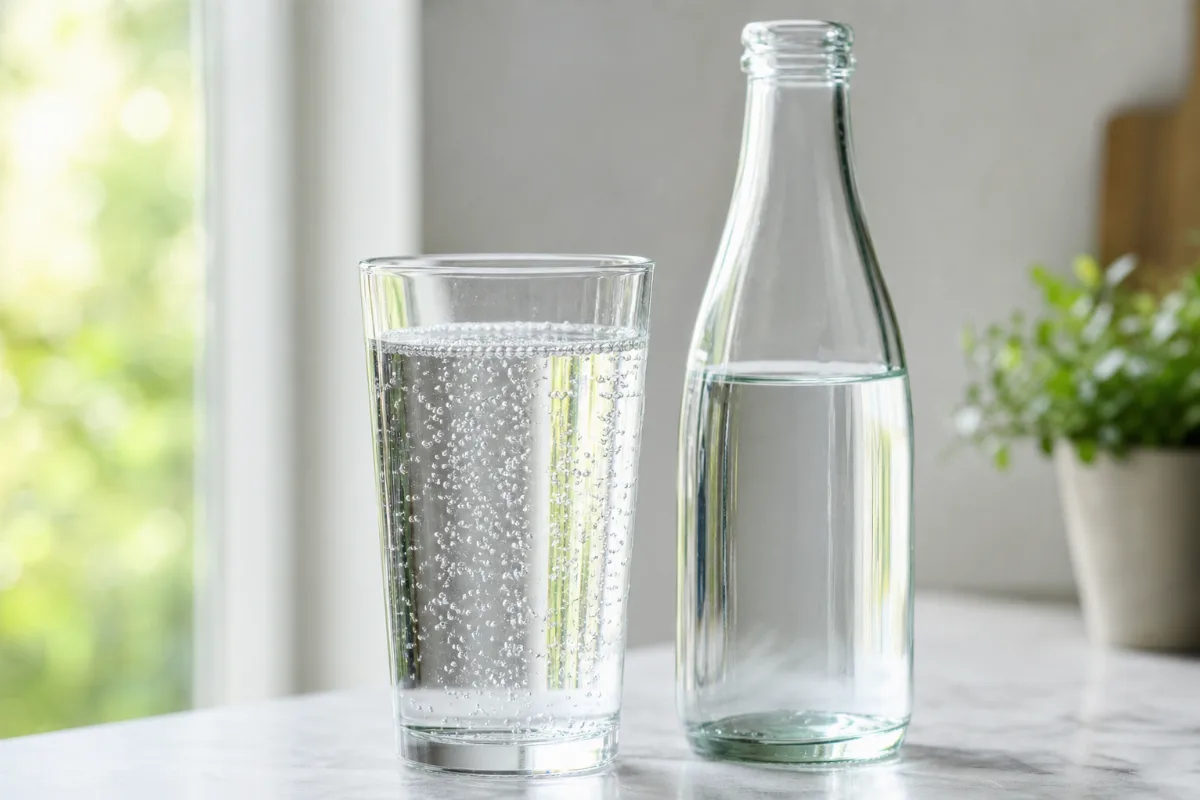 Close-up of mineral & sparkling water