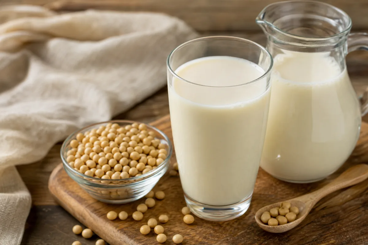 Close-up of soy milk