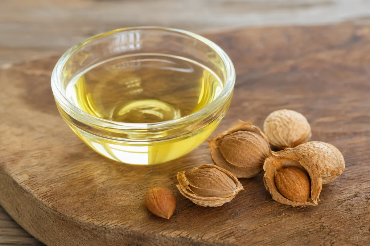 Close-up of apricot kernel oil