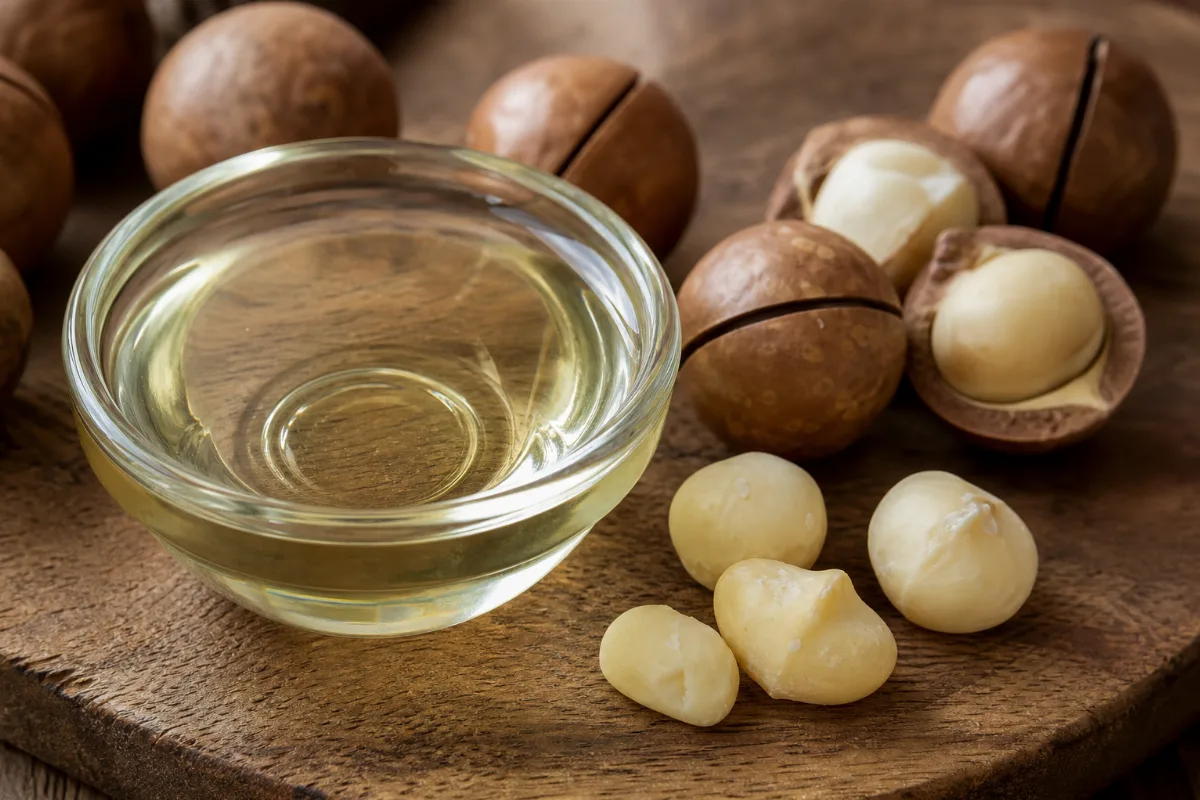 Close-up of macadamia oil