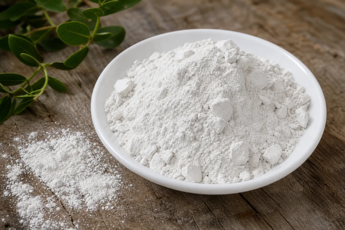 Close-up of kaolin clay (white clay)