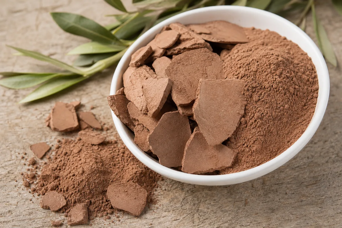 Close-up of rhassoul (ghassoul) clay