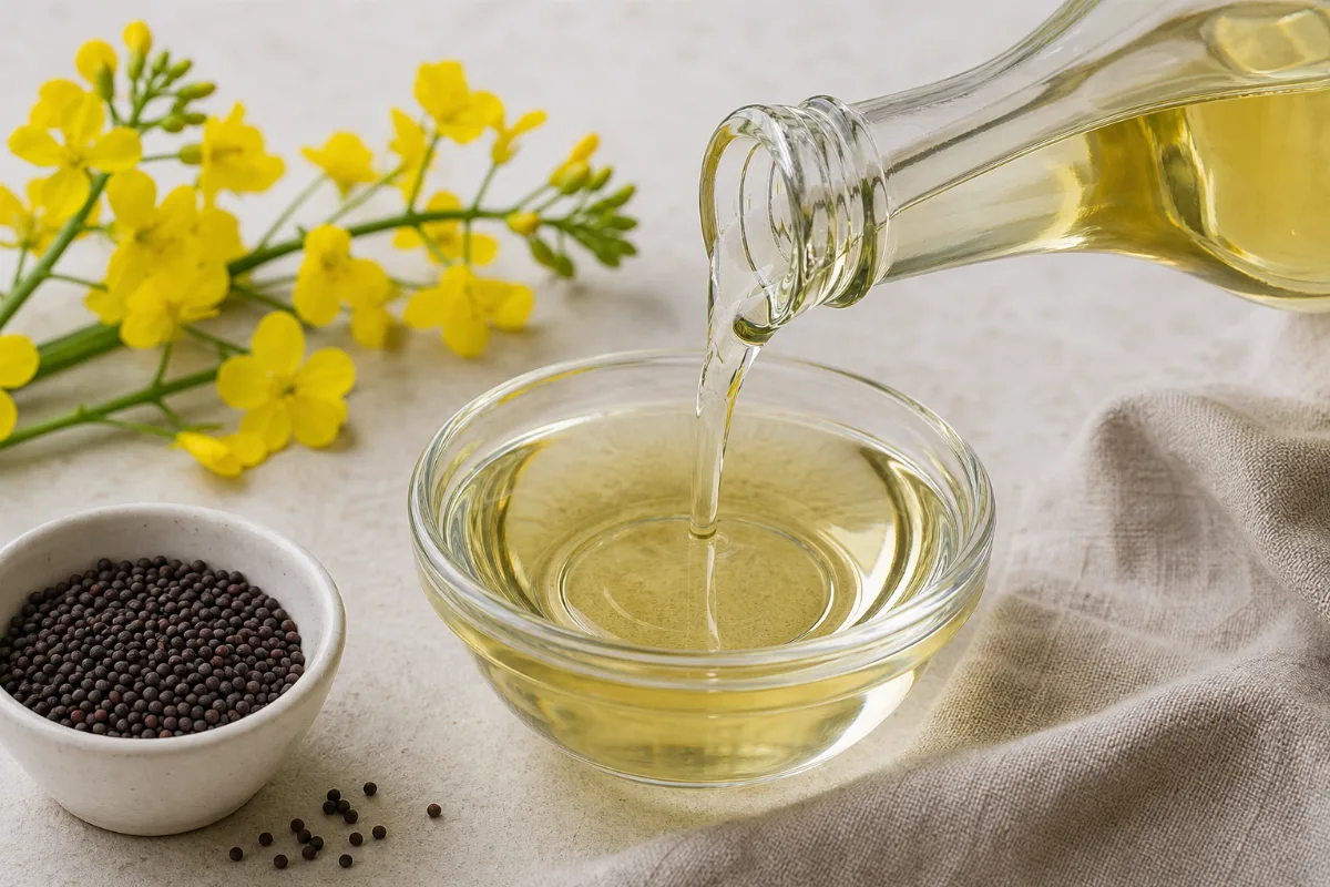 Close-up of canola oil