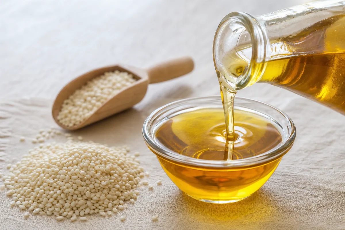 Close-up of sesame oil