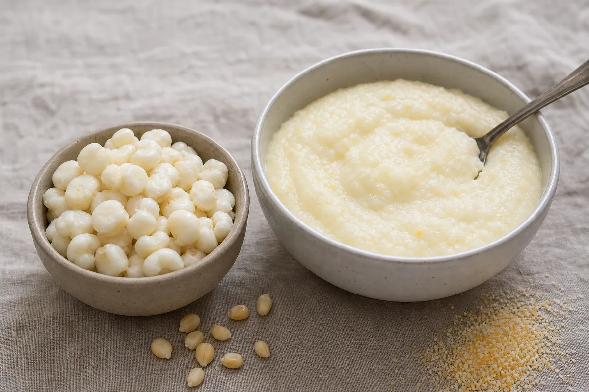Close-up of hominy & grits