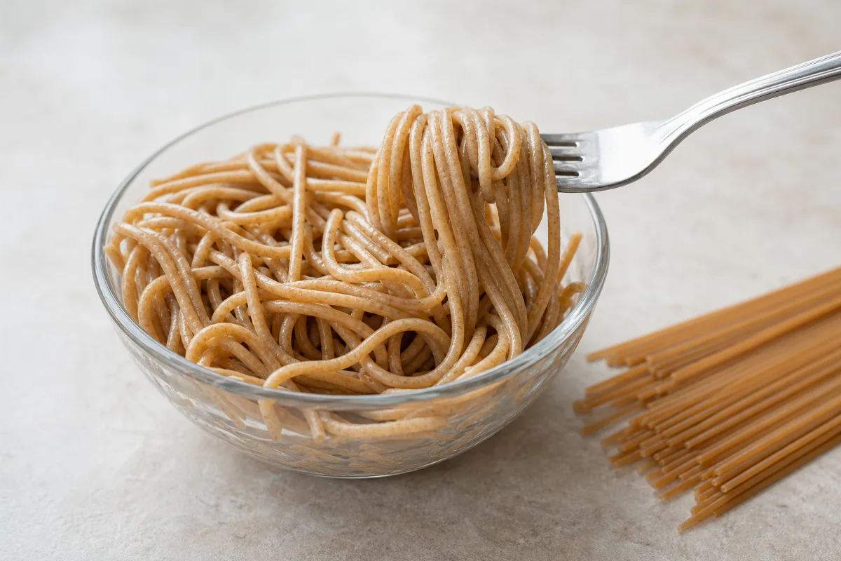 Close-up of whole-wheat pasta