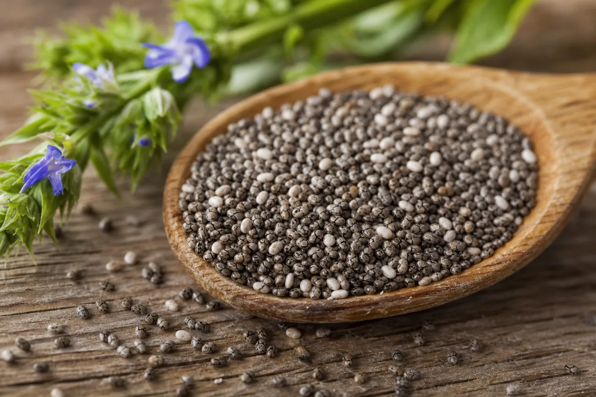 Close-up of chia seeds