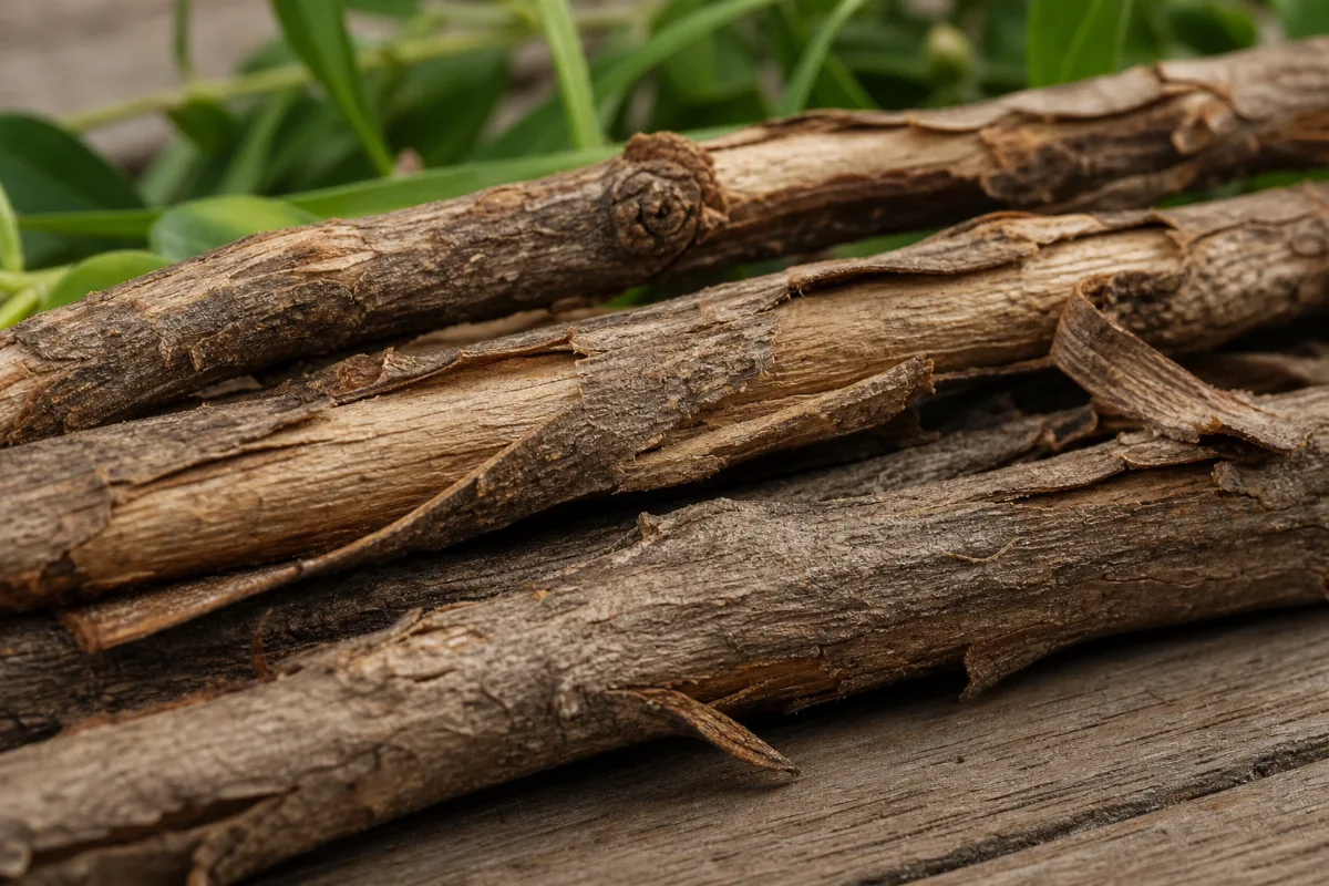 Close-up of lycium root bark (di gu pi)