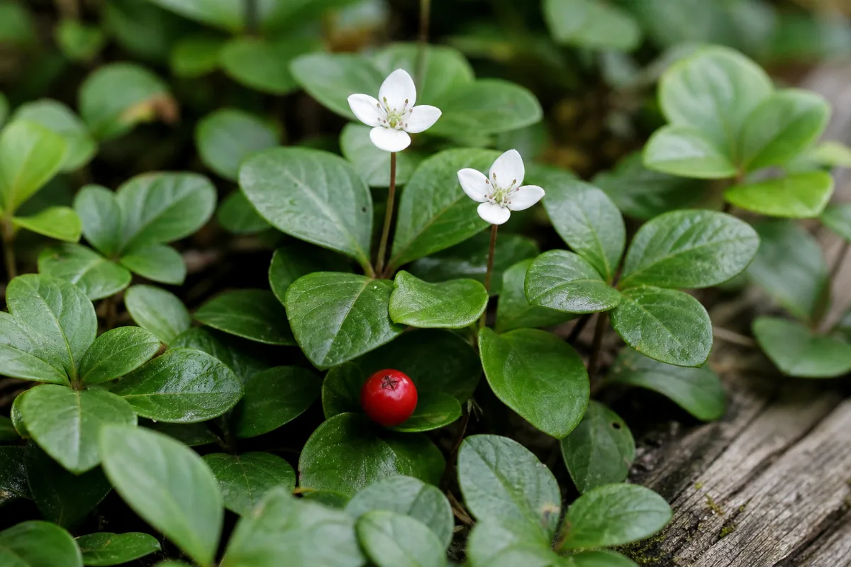 Close-up of partridgeberry