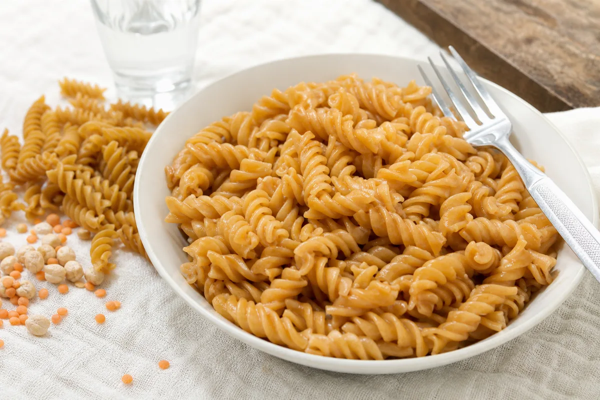 Close-up of bean & lentil pasta