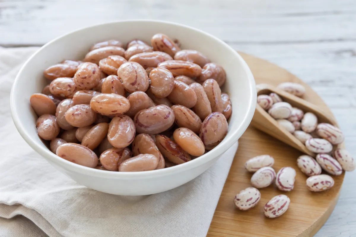 Close-up of cranberry beans (borlotti)