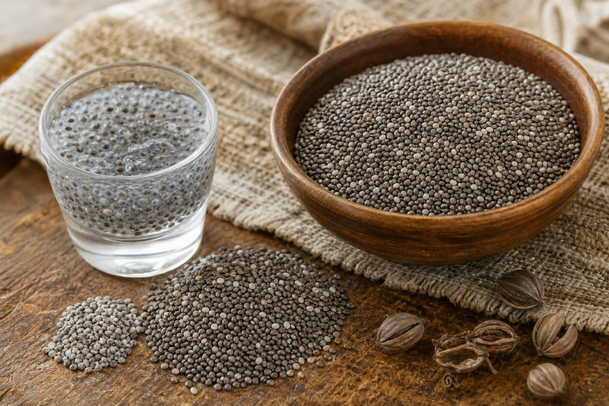 Close-up of chia seeds