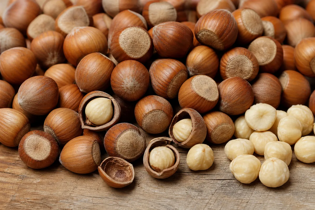Close-up of hazelnuts (filberts)