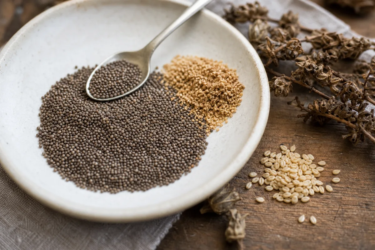 Close-up of perilla seeds