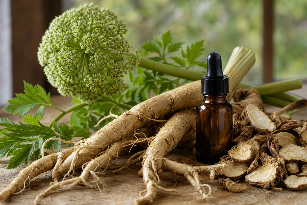 Close-up of garden angelica (Angelica archangelica) root