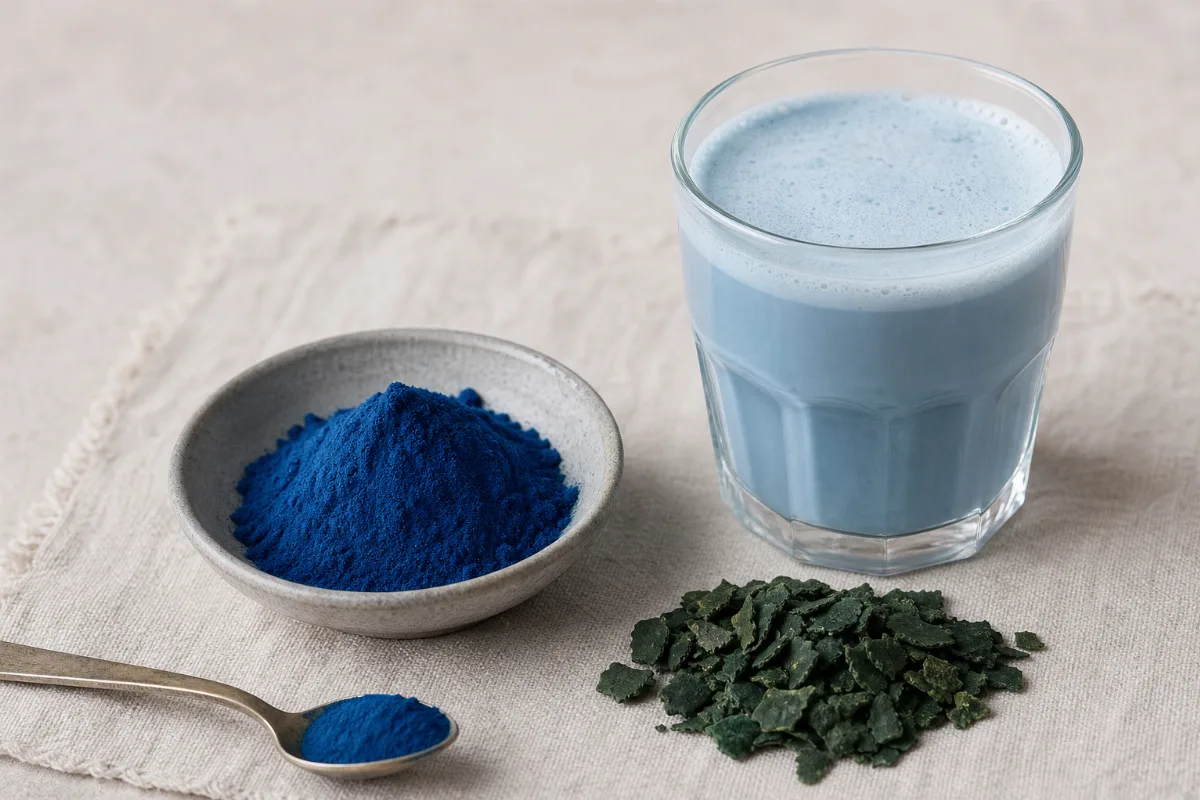 Close-up of phycocyanin (blue spirulina)