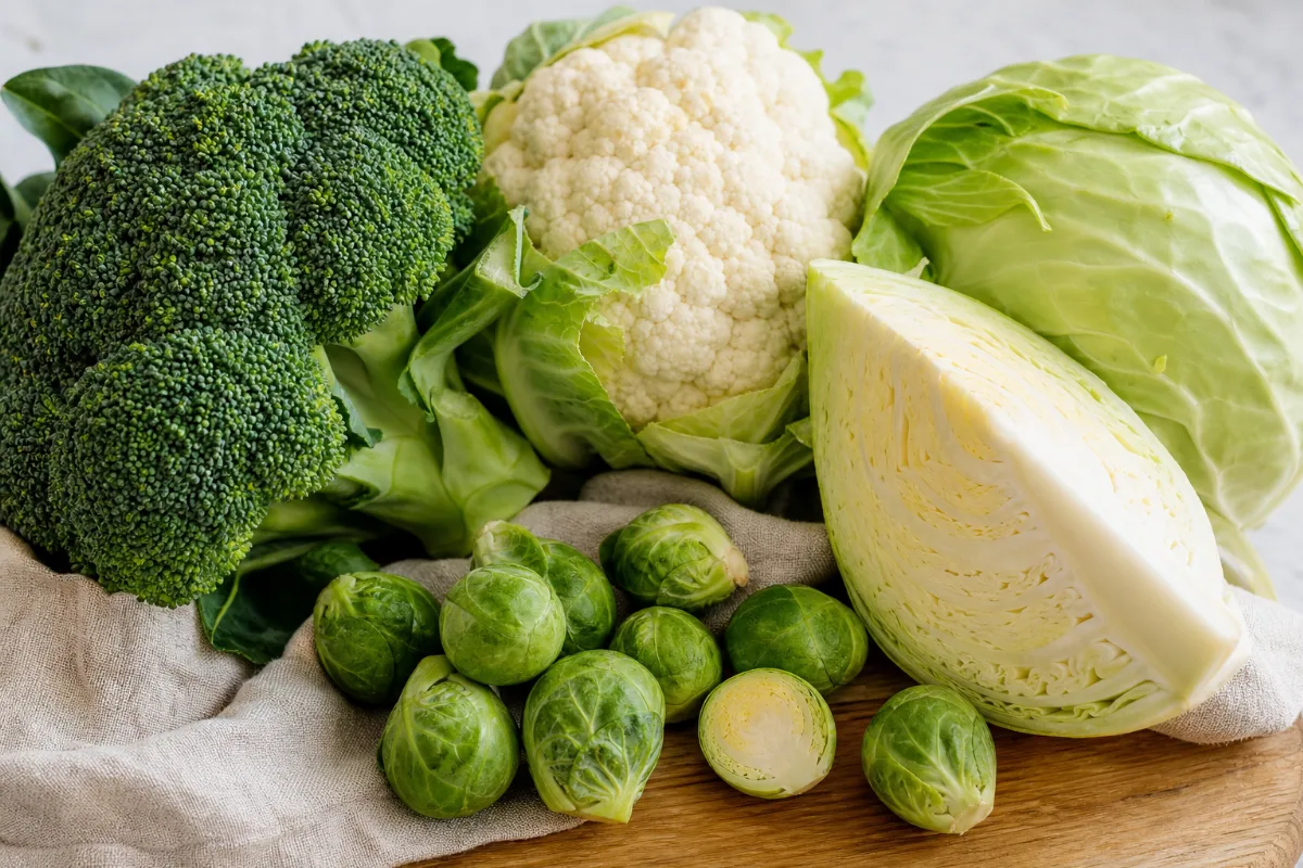 Close-up of cruciferous vegetables (overview)