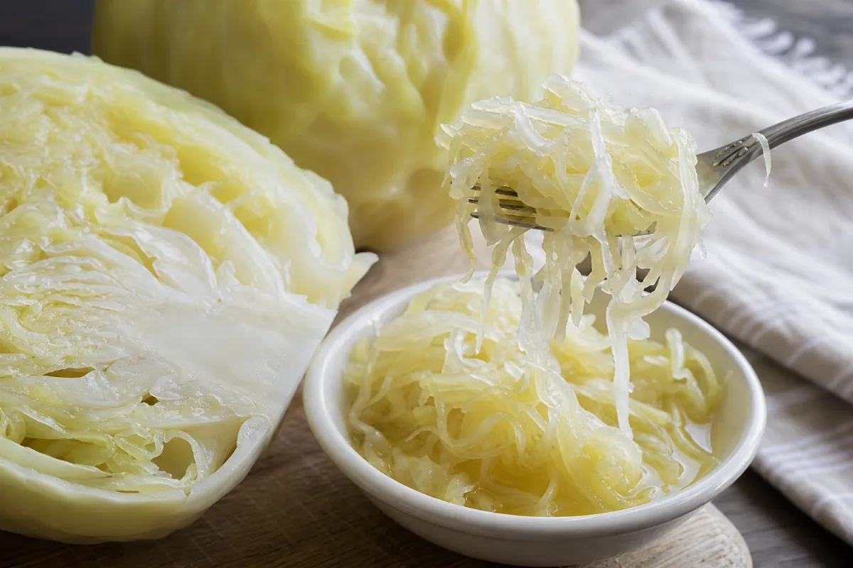 Close-up of sauerkraut